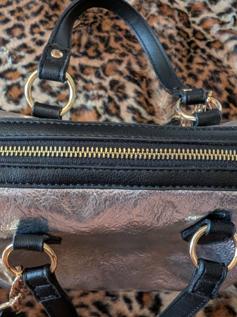 Juicy Couture Silver Shearling-Trim Satchel Bag - Picture 3 of 8
